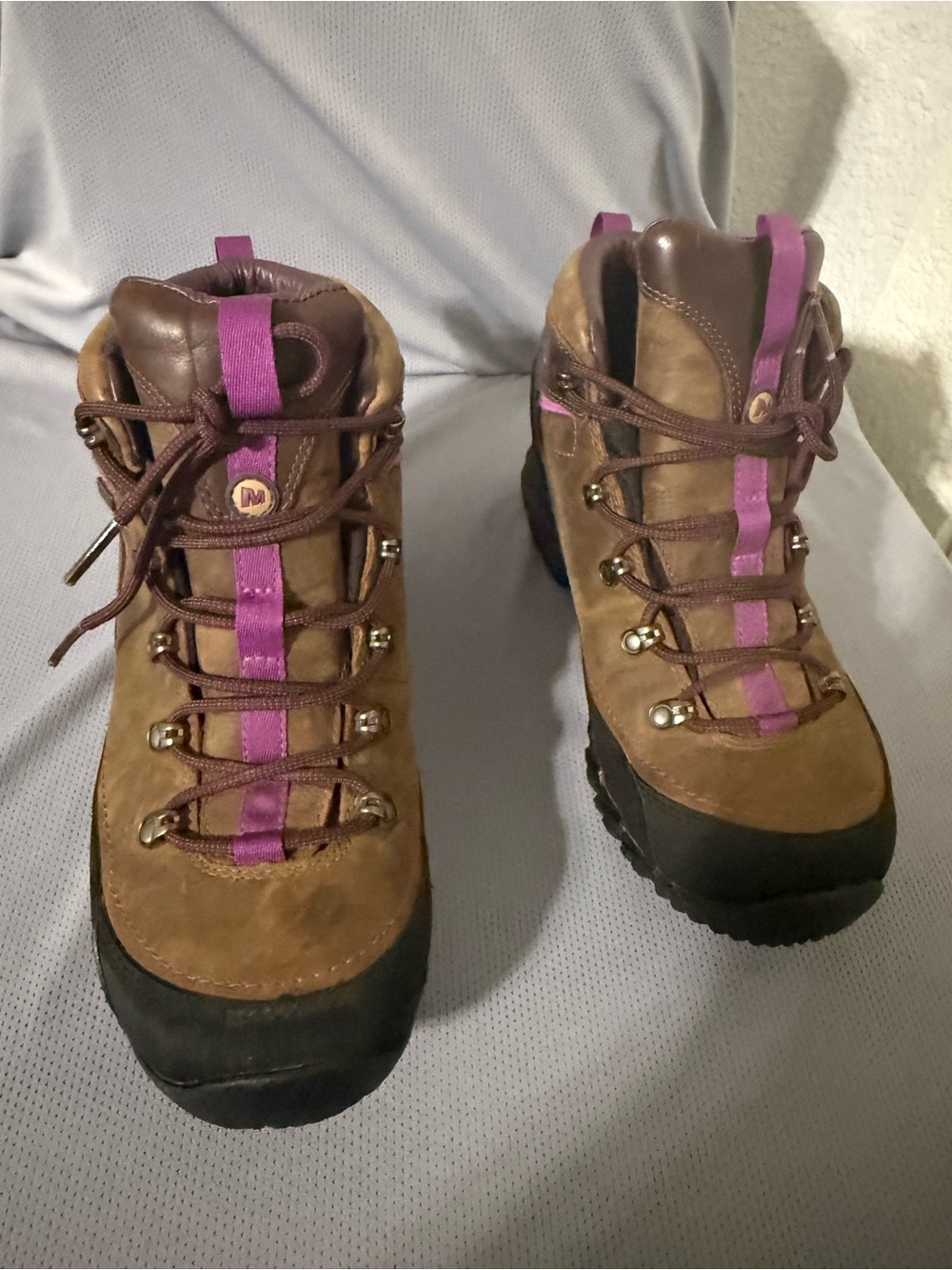 Merrell Brown Lace-Up Hiking Boots with Purple Accent Size 8 Women